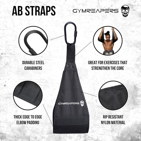 أشرطة رياضية معلقة من Gymreapers من أجل القوة الأساسية وتدريب البطن - ذراع مبطن قابل للتعديل يدعم تمارين وزن الجسم in Kuwait