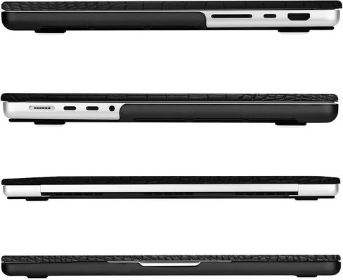 MOSISO Compatible with MacBook Pro 14 inch Case 2023 2022 2021 Release M3 A2918 A2992 M2 A2779 M1 A2442, Crocodile Grain PU Leather Hard Shell Case&Keyboard Cover&Screen Protector&Storage Bag, Black in Saudi Arabia
