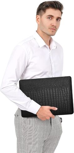 MOSISO Compatible with MacBook Pro 14 inch Case 2023 2022 2021 Release M3 A2918 A2992 M2 A2779 M1 A2442, Crocodile Grain PU Leather Hard Shell Case&Keyboard Cover&Screen Protector&Storage Bag, Black in Saudi Arabia