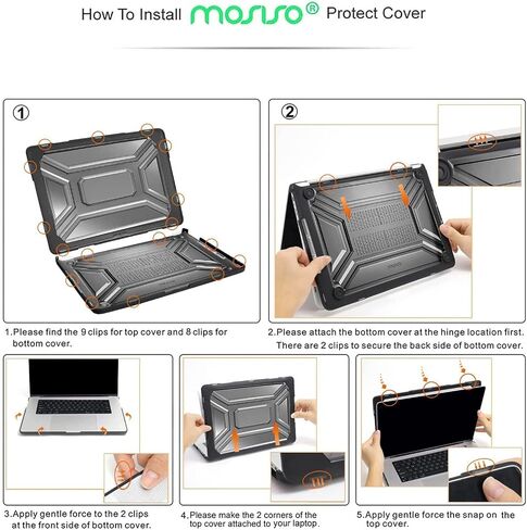 حافظة MOSISO متوافقة مع جهاز MacBook Pro 16 بوصة إصدار 2023 2022 2021 M3 A2991 M2 A2780 M1 A2485 Pro Max Chip، حافظة صلبة من البلاستيك عالي التحمل مع مصد TPU وغطاء لوحة مفاتيح وحقيبة تخزين، أسود in Saudi Arabia