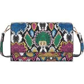 CLARA Women Fashion Snakeskin Pattern Clutch Handbag Envelope Bag Chain Shoulder Bag Evening Party Bag