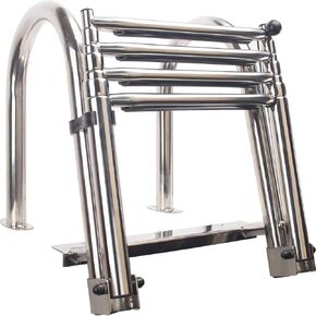 Folding 4 Step Marine Ladder Stainless Steel Heavy Duty Telescoping Ladder for Boat Yacht Dock