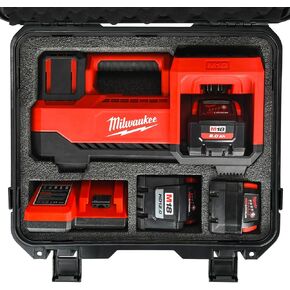 Air Compressor Waterproof Hard Case Compatible with Milwaukee M18 Inflator 2848-20, Air Pump Carrying Bag for Milwaukee Tools, Storage Holder for Battery Pack 18V 3.0 to 9.0 Ah - Black