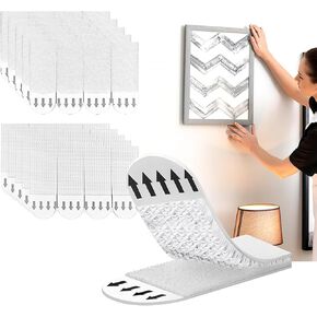Small Picture Hanging Strips Heavy Duty，72-Pairs(144 Strips)，Sticky Picture Hangers for Walls，Damage Free Hanging Poster Hangers，Picture Hanging Kit Without Nails Refill Adhesive Poster Strips