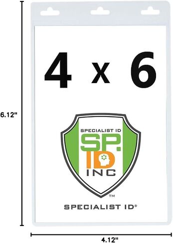10 Pack - Vertical Oversized 4X6 Vinyl ID Badge Holder - for Extra Large Credentials and Tickets XL46V by Specialist ID in Kuwait