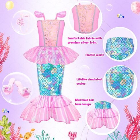 Meland Princess Dress Up for Girls 3-6, Dress Up Clothes for Girls with Princess Shoes Toy, Birthday Gift for Toddlers Girls in Kuwait