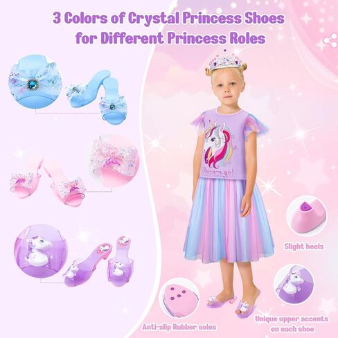 Meland Princess Dress Up for Girls 3-6, Dress Up Clothes for Girls with Princess Shoes Toy, Birthday Gift for Toddlers Girls in Kuwait