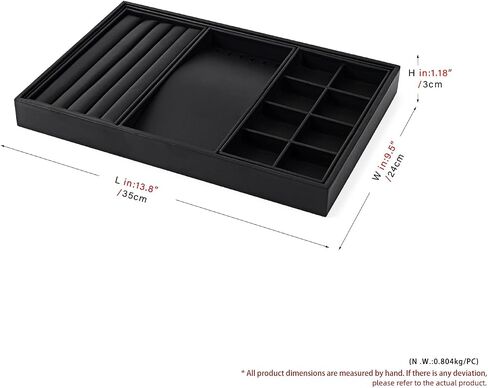 Oirlv Black Leather Jewelry Display Flat Tray Perfume Accessories Trinket Watch/Earring/Ring Storage Organizer in Kuwait
