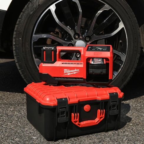 Air Compressor Waterproof Hard Case Compatible with Milwaukee M18 Inflator 2848-20, Air Pump Carrying Bag for Milwaukee Tools, Storage Holder for Battery Pack 18V 3.0 to 9.0 Ah - Black in Saudi Arabia