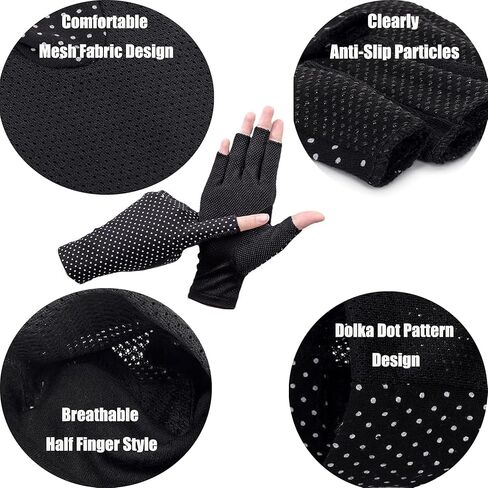 قفازات صيفية للحماية من الأشعة فوق البنفسجية بدون أصابع للقيادة من الشمس، شبكة منقط، مضادة للانزلاق للنساء، الرياضة في الهواء الطلق، ركوب الدراجات in Kuwait