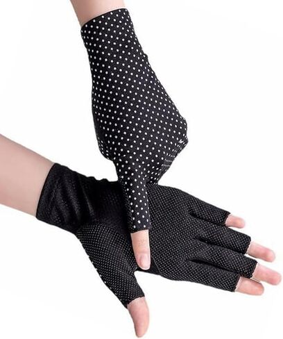 قفازات صيفية للحماية من الأشعة فوق البنفسجية بدون أصابع للقيادة من الشمس، شبكة منقط، مضادة للانزلاق للنساء، الرياضة في الهواء الطلق، ركوب الدراجات in Kuwait