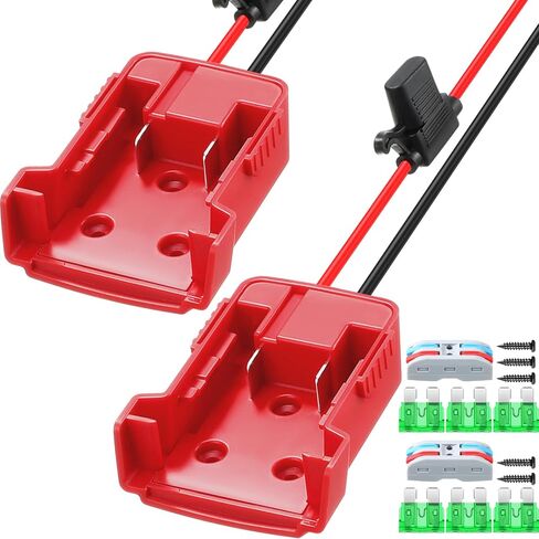 4 Pack Wheels Adapter Compatible with Milwaukee/M18 18v Battery Adapter Converter Kit for RC Car Robotics RC Truck DIY Use Power Connector with 12AWG Wire Fuses and Wire Terminals in Kuwait
