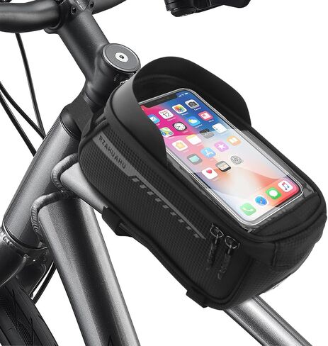 Bike Phone Handlebar Bag Holder Bike Phone Holder Waterproof Bike Bag with Sun-Visor Rain Cover, TPU Touch Screen, Handlebar Mount Bicycle Phone Front Frame Bag Bike Phone Mount for Bike in Saudi Arabia