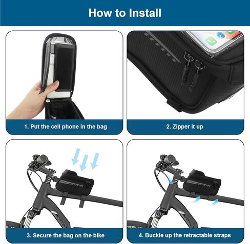 Bike Phone Handlebar Bag Holder Bike Phone Holder Waterproof Bike Bag with Sun-Visor Rain Cover, TPU Touch Screen, Handlebar Mount Bicycle Phone Front Frame Bag Bike Phone Mount for Bike in Saudi Arabia