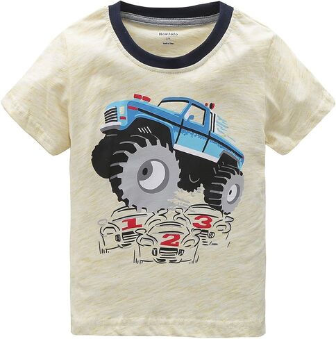 HowJoJo Boys Long Sleeve Cotton T-Shirts Monster Truck Shirt Graphic Tees in Kuwait