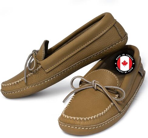Laurentian Chief Moccasin Slippers for Men with Canada Quality Genuine Cowhide Leather, Single Lacing, Durable Comfortable Stylish Shoes for House Indoor in Kuwait