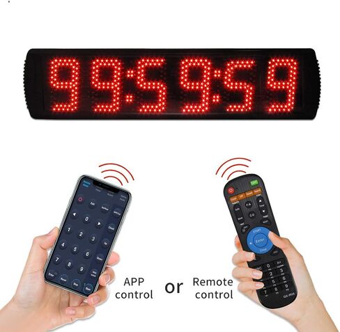 ساعة سباق GANXIN المحمولة مقاس 5 بوصات عالية 6 أرقام LED مع حامل ثلاثي للأحداث الجارية، ومؤقت سباق رقمي للعد التنازلي/الأعلى، وساعة في الوقت الحقيقي 12/24 ساعة، وساعة إيقاف عن طريق جهاز التحكم عن بعد، لون أحمر in Kuwait