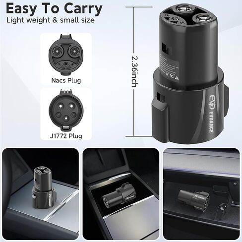 J1772 to Tesla Charging Adapter - EVDANCE Tesla Charger Adapter for Tesla Model 3 Y S X Charging Adapter 80 Amp/ 240VAC [Safety Certified] Portable Outdoor SAE J1772 EV Adapter for Tesla Owner Only in Kuwait