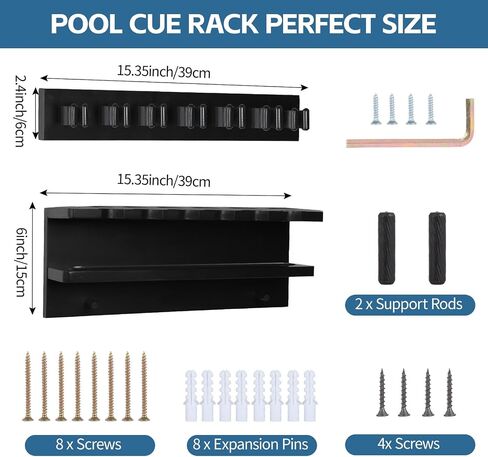 Pool Stick Holder Wall Mount, Pool Cue Rack, Ping Pong Paddle Holder, Dart Holder 3-IN-1,100% Solid Wood Billiard Cue Racks,12 Steel/Soft Tip Darts and Table Tennis Accessories for Man Cave in Saudi Arabia