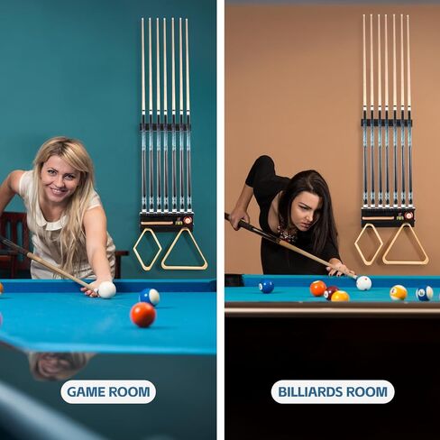 Pool Stick Holder Wall Mount, Pool Cue Rack, Ping Pong Paddle Holder, Dart Holder 3-IN-1,100% Solid Wood Billiard Cue Racks,12 Steel/Soft Tip Darts and Table Tennis Accessories for Man Cave in Saudi Arabia