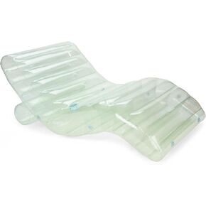 FUNBOY Giant Inflatable Luxury Seaglass Green Chaise Lounger, Chair Pool Float for Adults, Transparent Seaglass Green Material, Perfect for a Summer Pool Party