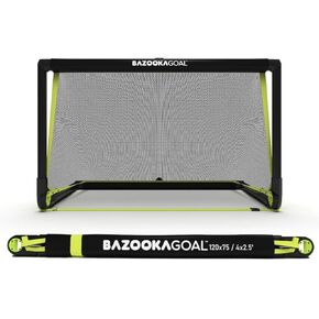 BazookaGoal Original Solid Frame Pop Up Goal - Folding Mini Soccer Goal for Kids and Adults - Portable Goal Post - Easy to Set-up & Steady - 4 x 2.5 ft