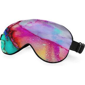 Cat Silk Eye Mask Sleep Mask Cute Funny Kitten Big Green Eyes Animal Pet Eye Mask with Adjustable Strap Lightweight for Women Work Travel Night Sleep
