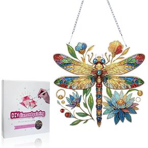 Koikify Diamond Painting Kits Hanging Pendant, 5D Dragonfly Special Shaped Crystal Diamond Art Window Pendant Ornament Double Sided Pattern Wall Art Hanging Sign for Beginners DIY Crafts Decor