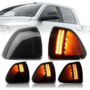 LED Sequential Side Mirror Turn Signal Light Compatible with 2010-2018 Dodge Ram 1500 2500 3500 4500 5500 Replacement Part#: 68302828AA 68302829AA 2PCS Smokey Lens
