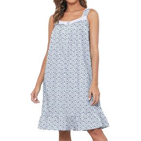 JRYNOEU 100% Cotton Nightgowns for Women Sleeveless Ladies Loungewear Sleepwear Lightweight Nightdress Comfy Soft Nightgown in Kuwait