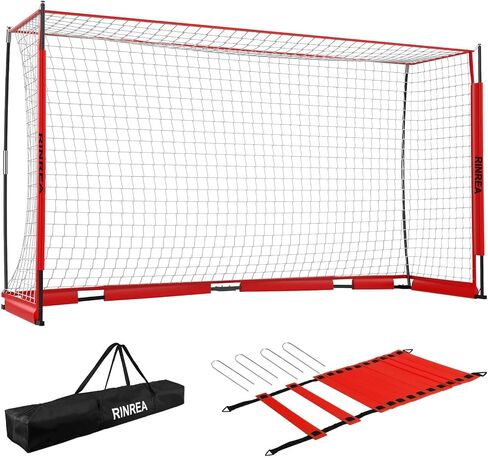 Portable Soccer Goal 12x6Ft, Collapsible Soccer Goal Net Metal Base, Quick Setup Soccer Training Equipment with 1 Carry Bag, 1 Agility Ladder, 4 Ground Nails in Saudi Arabia