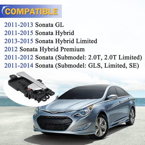 Chrome Interior Inside Door Handle Front or Rear Left Driver Side for 2011-2015 Hyundai Sonata 826103S010 82610-3S010 in Saudi Arabia