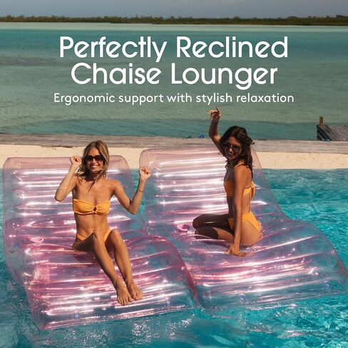 FUNBOY عملاق قابل للنفخ فاخر من الزجاج البحري الأخضر كرسي استرخاء، كرسي حمام السباحة يطفو للبالغين، مادة خضراء شفافة من الزجاج البحري، مثالية لحفلة حمام السباحة الصيفية in Kuwait