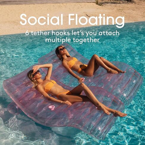 FUNBOY عملاق قابل للنفخ فاخر من الزجاج البحري الأخضر كرسي استرخاء، كرسي حمام السباحة يطفو للبالغين، مادة خضراء شفافة من الزجاج البحري، مثالية لحفلة حمام السباحة الصيفية in Kuwait