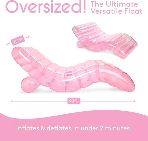 FUNBOY عملاق قابل للنفخ فاخر من الزجاج البحري الأخضر كرسي استرخاء، كرسي حمام السباحة يطفو للبالغين، مادة خضراء شفافة من الزجاج البحري، مثالية لحفلة حمام السباحة الصيفية in Kuwait