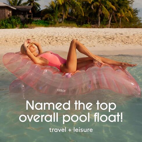 FUNBOY عملاق قابل للنفخ فاخر من الزجاج البحري الأخضر كرسي استرخاء، كرسي حمام السباحة يطفو للبالغين، مادة خضراء شفافة من الزجاج البحري، مثالية لحفلة حمام السباحة الصيفية in Kuwait