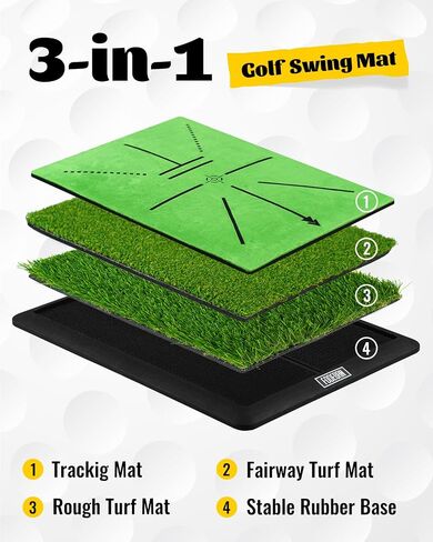 Golf Hitting Mat, Swing Path Feedback for Indoor/Outdoor Training, Replaceable Surface & 8 Foam Balls, Ideal for Men, Women, and Kids, 16"x12" in Saudi Arabia
