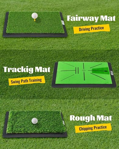 Golf Hitting Mat, Swing Path Feedback for Indoor/Outdoor Training, Replaceable Surface & 8 Foam Balls, Ideal for Men, Women, and Kids, 16"x12" in Saudi Arabia