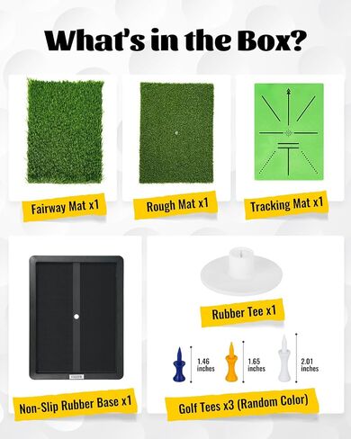 Golf Hitting Mat, Swing Path Feedback for Indoor/Outdoor Training, Replaceable Surface & 8 Foam Balls, Ideal for Men, Women, and Kids, 16"x12" in Saudi Arabia