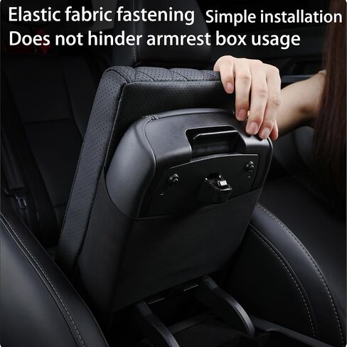 Car Center Console Cover pad Genuine Cowhide Leather,Black Armrest Box mat, Vehicle Arm Rest Cushion Protector,Memory Foam true cow Leather,Consoles Hand Rest Pillow(sizeA 12 x 6.3 x 2.2 inch) in Saudi Arabia