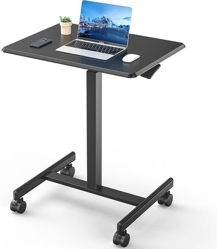 Sweetcrispy Small Mobile Rolling Standing Desk - Overbed Table, Teacher Podium with Wheels, Adjustable Work Table, Rolling Desk Laptop Computer Cart for Home, Office, Classroom in Kuwait