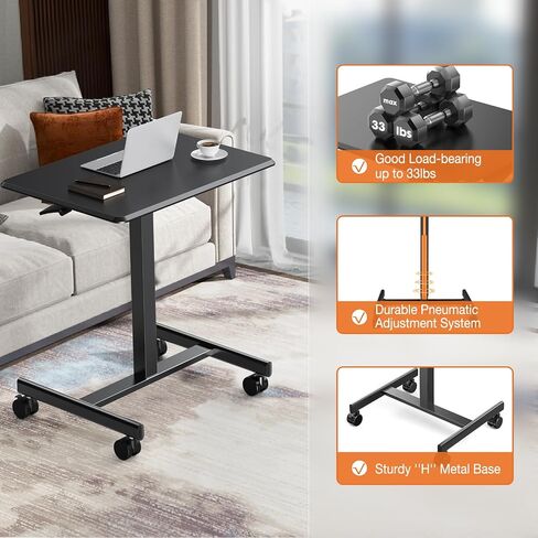 Sweetcrispy Small Mobile Rolling Standing Desk - Overbed Table, Teacher Podium with Wheels, Adjustable Work Table, Rolling Desk Laptop Computer Cart for Home, Office, Classroom in Kuwait