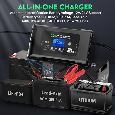 شاحن بطارية ليثيوم 25 أمبير 12 فولت/24 فولت Lifepo4، حمض الرصاص (AGM/جل/SLA..) شاحن بطارية السيارة المحمول، شحن سريع عالي الطاقة، صيانة البطارية، شاحن هزيلة للسيارة والقارب والدراجة النارية in Saudi Arabia