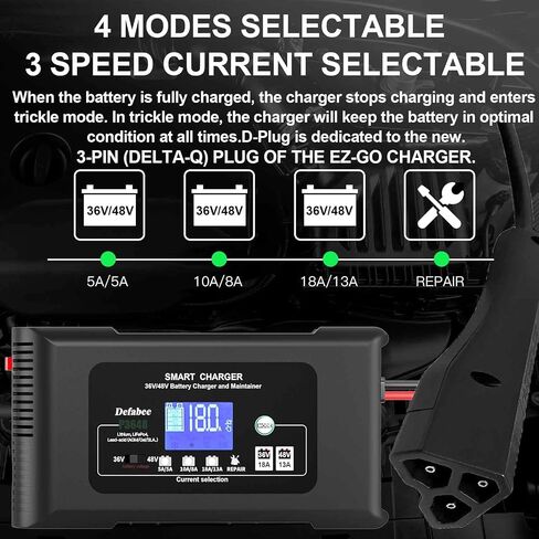 36 Volt Golf Cart Battery Charger, 36V18A and 48V13A Car Trickle Battery Charger, 18-Amp Smart Charger, Lithium LiFePO4, Lead-Acid AGM/Gel/SLA, EZGO, TXT, Car, Boat in Saudi Arabia