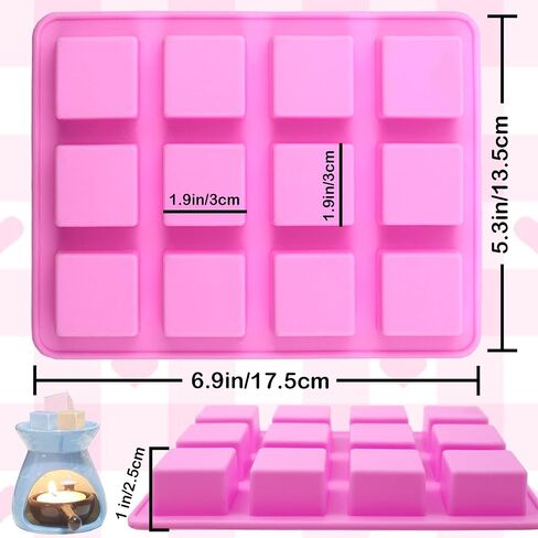 Wax Melt Molds Silicone,Chocolate Bar Mold for Stuffed Bar,Chocolate Candy Molds,Thick Silicone Candle Mold with 100pcs Storage Bags （2 Style） in Saudi Arabia