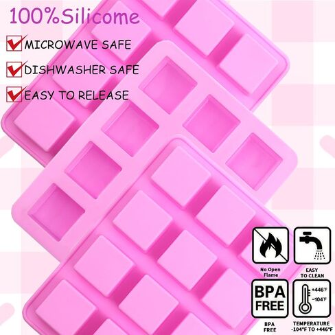 Wax Melt Molds Silicone,Chocolate Bar Mold for Stuffed Bar,Chocolate Candy Molds,Thick Silicone Candle Mold with 100pcs Storage Bags （2 Style） in Saudi Arabia