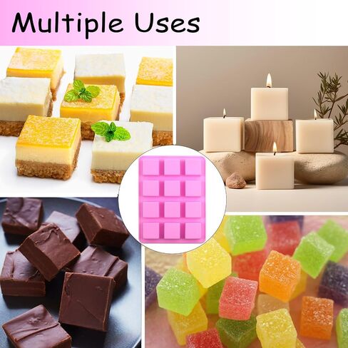 Wax Melt Molds Silicone,Chocolate Bar Mold for Stuffed Bar,Chocolate Candy Molds,Thick Silicone Candle Mold with 100pcs Storage Bags （2 Style） in Saudi Arabia