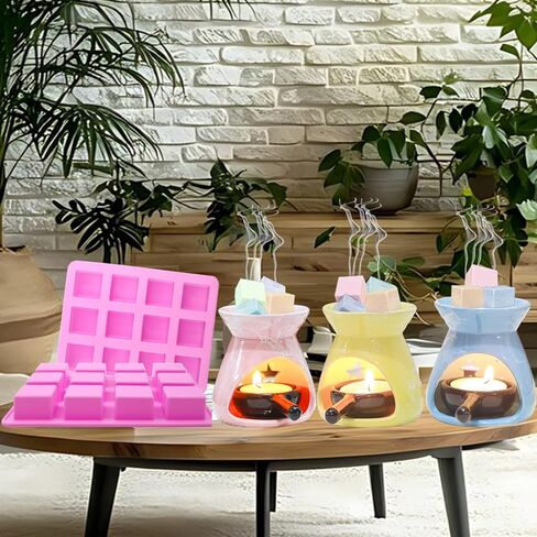 Wax Melt Molds Silicone,Chocolate Bar Mold for Stuffed Bar,Chocolate Candy Molds,Thick Silicone Candle Mold with 100pcs Storage Bags （2 Style） in Saudi Arabia