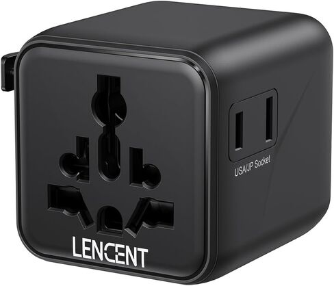 LENCENT Universal Travel Adapter, 100W GaN3 International Adaptor with 2 QC4.0 USB-A+2 PD3.0 Type-C PPS Fast Charging, Worldwide Wall Charger for iPhone,Samsung,Laptop, Plug Adapter USA/UK/EU/AU Black in Kuwait