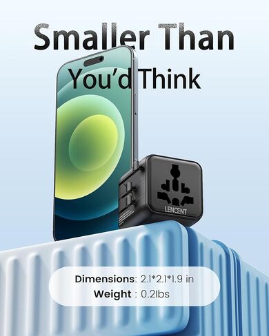 LENCENT Universal Travel Adapter, 100W GaN3 International Adaptor with 2 QC4.0 USB-A+2 PD3.0 Type-C PPS Fast Charging, Worldwide Wall Charger for iPhone,Samsung,Laptop, Plug Adapter USA/UK/EU/AU Black in Kuwait